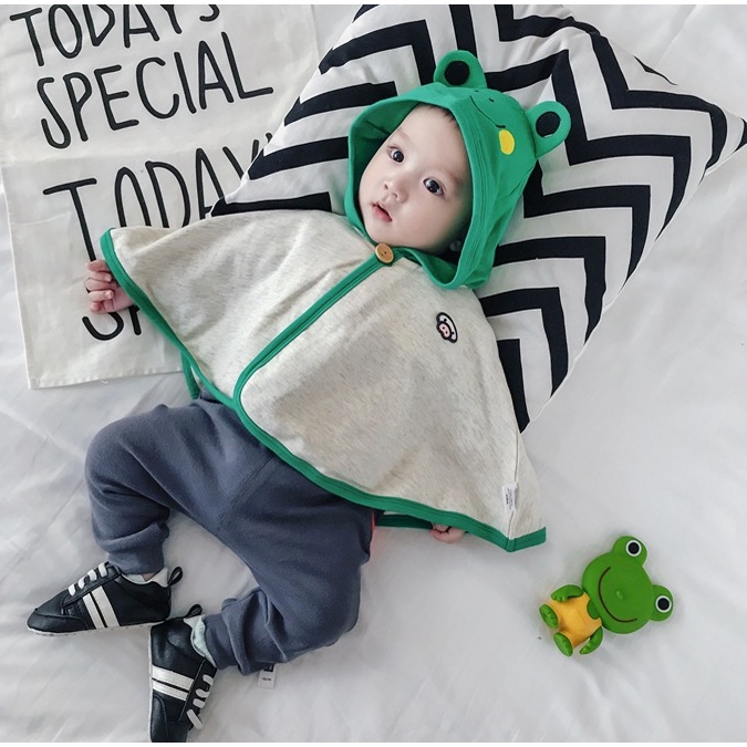 Áo choàng cánh dơi chống nắng chắn gió hình Ếch xanh ngộ nghĩnh cho bé trai bé gái