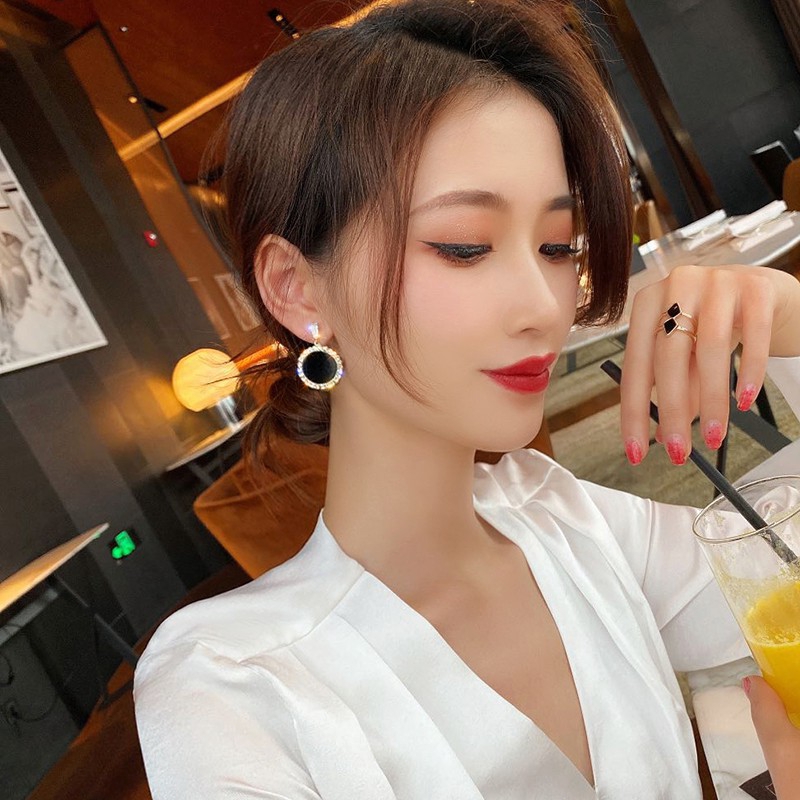 Bông tai tròn mạ bạc 925 kiểu dáng xinh xắn cho nữ