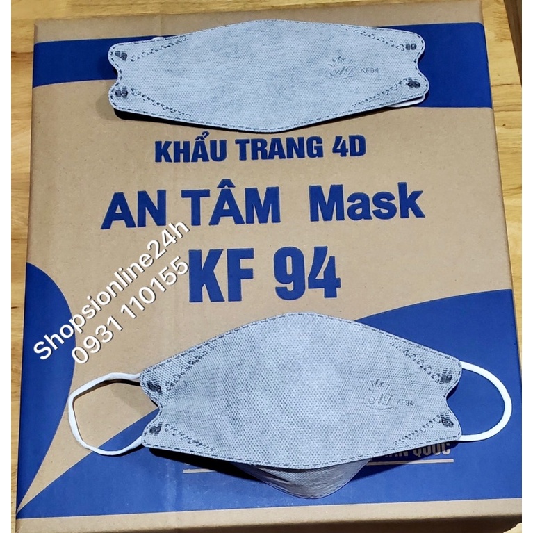 ✅ Thùng 300 cái khẩu trang y tế 4 lớp kf94 4D An Tâm Màu xám