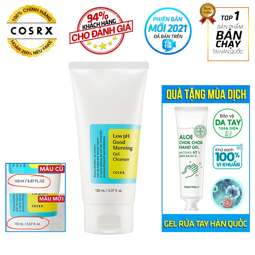 Sữa Rửa Mặt Cosrx Low PH Good Morning Gel Cleanser Tinh Chất Trà Xanh Dạng Gel 150ml