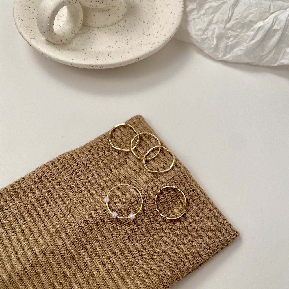 5 Nhẫn đeo tay đính hạt ngọc trai đơn giản phong cách Hàn Quốc cho nữ