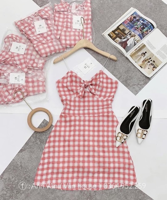 [ Mã FAMAYWA2 giảm 10K đơn 50K] Đầm ngắn sọc caro kiểu 2 dây cúp ngực | BigBuy360 - bigbuy360.vn