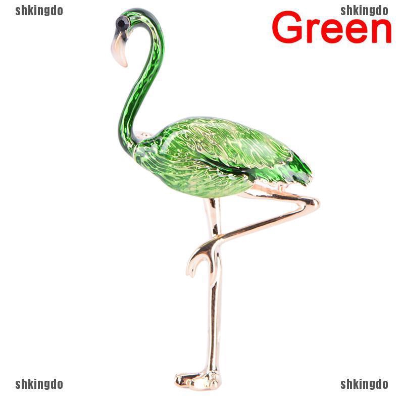 Trâm cài áo hình chim hồng hạc tráng men sang trọng