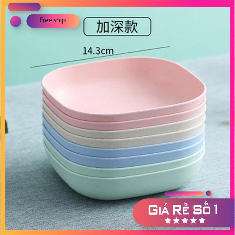 ĐĨA LÚA MẠCH MẪU MỚI TONE MÀU PASTEL ĐỰNG THỨC ĂN, BÁNH KẸO 14.5x14.5 cm