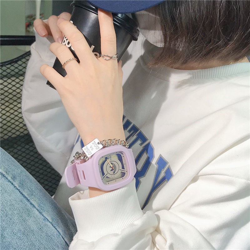 Đồng Hồ Đeo Tay Kỹ Thuật Số Mặt Vuông Thạch Anh Thời Trang Cho Nữ