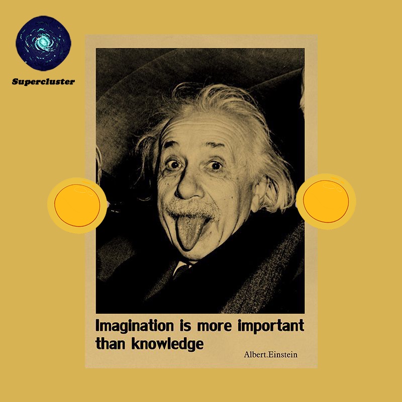 Poster treo tường bằng giấy kraft hình Albert Einstein phong cách cổ điển 50.5x35cm