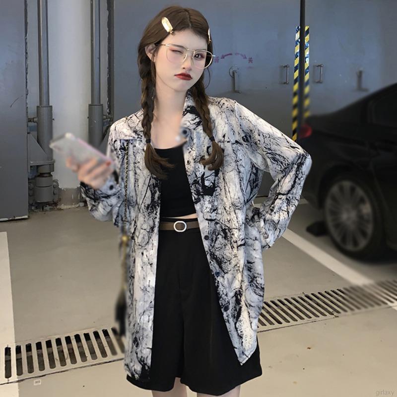 Áo sơ mi tay dài cổ bẻ dáng rộng thời trang Hàn Quốc cho nữ