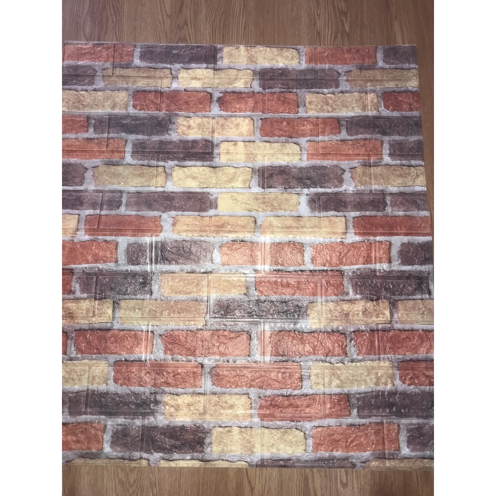 XỐP DÁN TƯỜNG 3D VÂN GIẢ GẠCH  MÀU NÂU ĐỎ  70CM X 77CM SẴN KEO