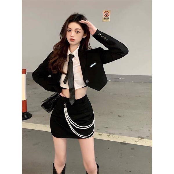 (SẴN) TKLIHN Set váy VEST ulzzang áo khoác BLAZER croptop + chân váy body phong cách văn phòng FASHION 2021 KÈM ẢNH THẬT | WebRaoVat - webraovat.net.vn