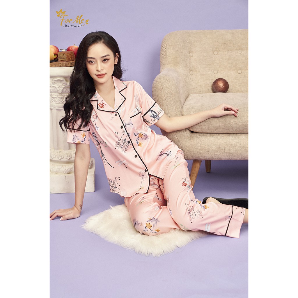 Bộ đồ ngủ, mặc nhà chất Lụa Giấy Luxury NGẮN TAY QUẦN DÀI CHUỒN CHUỒN ,forme pijama