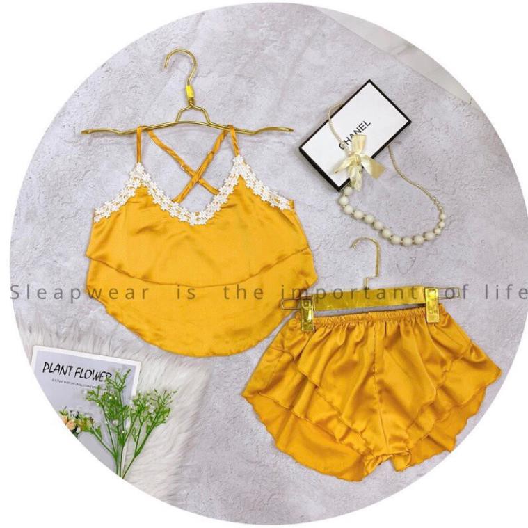 [Xã Kho] ❣️FREE SHIP❣️ĐỒ NGỦ SEXY❣️❣️ MẪU SEXY CHÉO 2 DÂY ĐỘC QUYỀN LỤA SATIN CAO CẤP❣️❣️ Freesize 40-60 kg