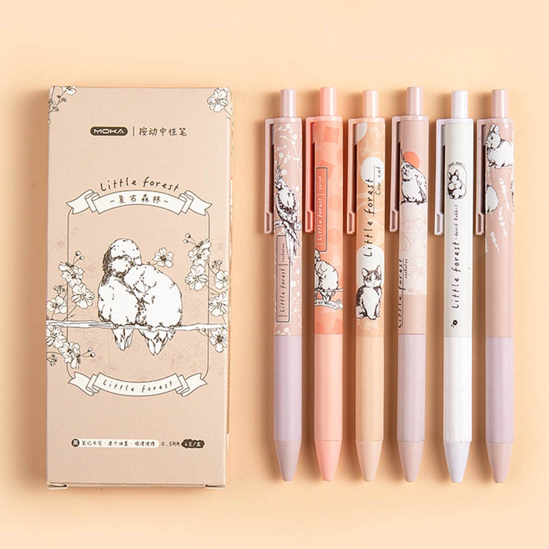 Set 6 Bút Bi Mực Đen Ngòi 0.5mm