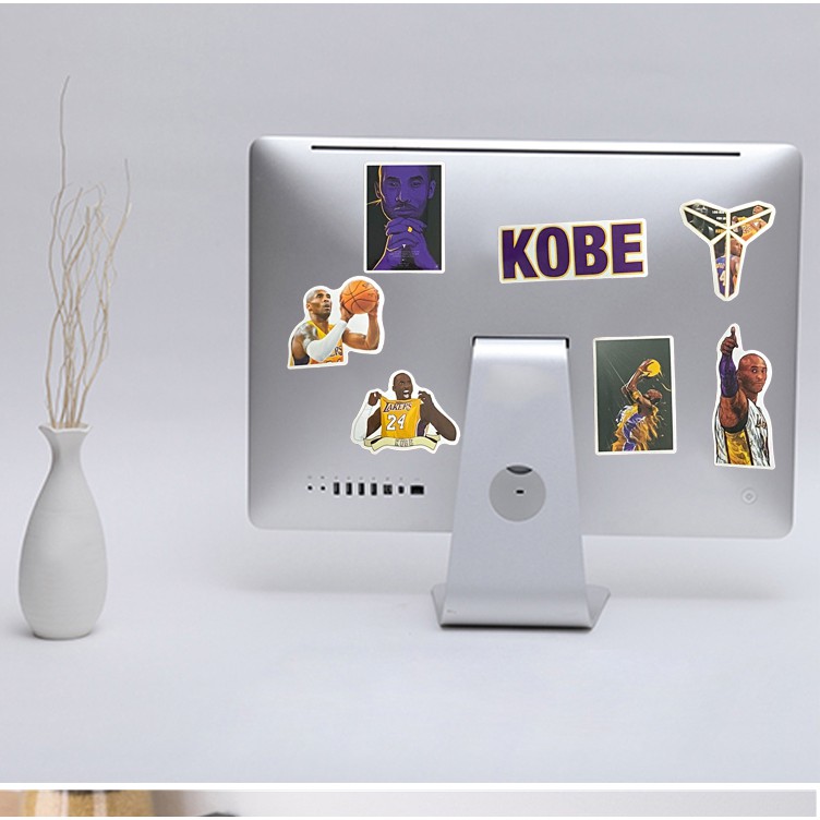 Sticker NBA Bóng Rổ, Bóng Đá Set 50  Hình Kobe Bryant Decal Dán Điện Thoại Laptop Sổ Xe Tường Mũ Bảo Hiểm Bình Nước