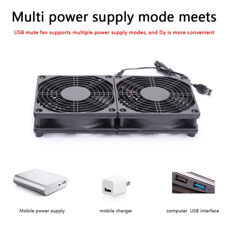 Bộ Định Tuyến Quạt Tản Nhiệt Kép 120Mm 5V USB Tốc Độ Cao Cho Router Modem PC