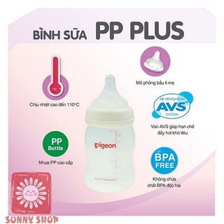 Bình sữa Pigeon cổ rộng PP PLUS 330ml