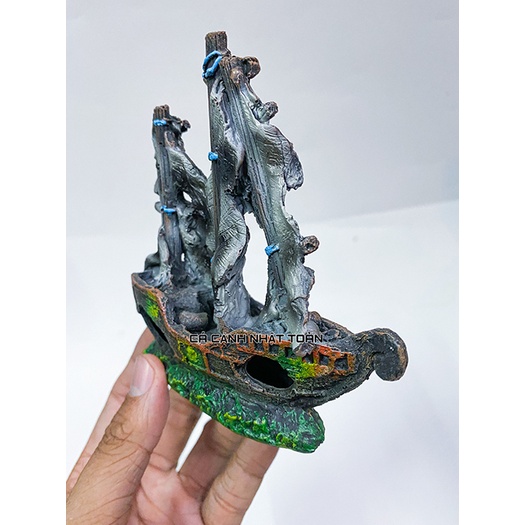 THUYỀN MINI TRANG TRÍ BỂ CÁ, TIỂU CẢNH 14X6X9CM