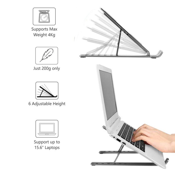 Đế tản nhiệt nhựa, đế hợp kim nhôm có thể điều chỉnh cho laptop, MacBook - DTN24