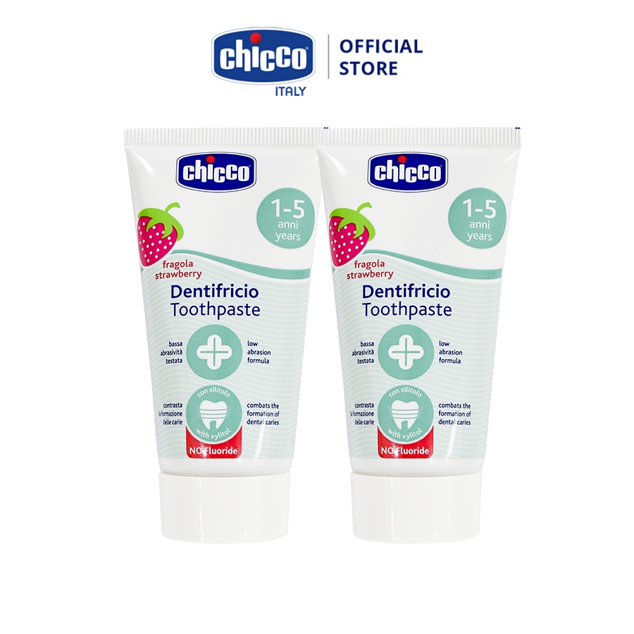 Combo 2 Kem đánh răng Chicco hương Dâu 12M+ 50ml