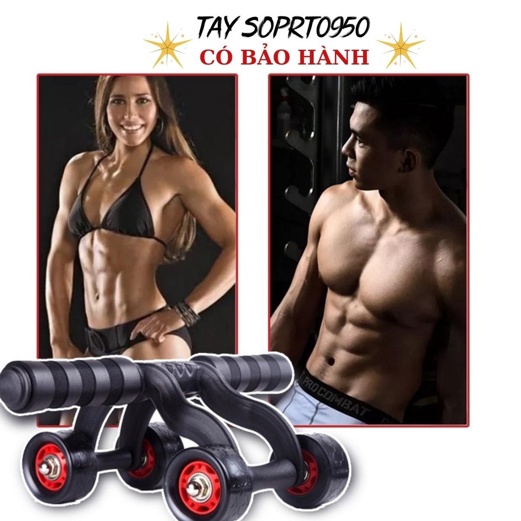 Con Lăn tập bụng tập GYM YOGA thể dục thể thao nam nữ 4 bánh cao cấp tặng kèm thảm lót