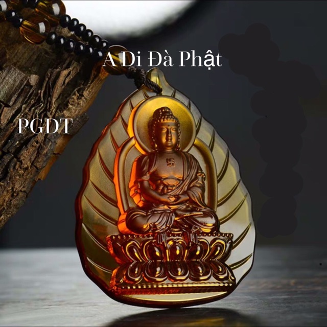 Mặt dây chuyền A Di Đà Phật bằng đá liuli