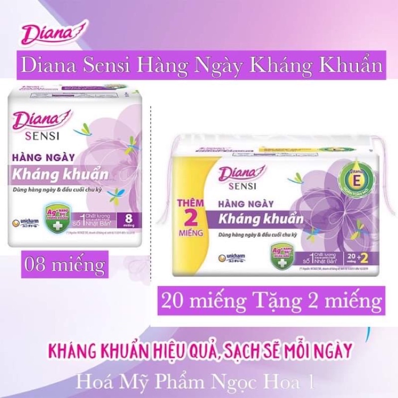 BĂNG VỆ SINH DIANA SENSI HÀNG NGÀY KHÁNG KHUẨN 155mm