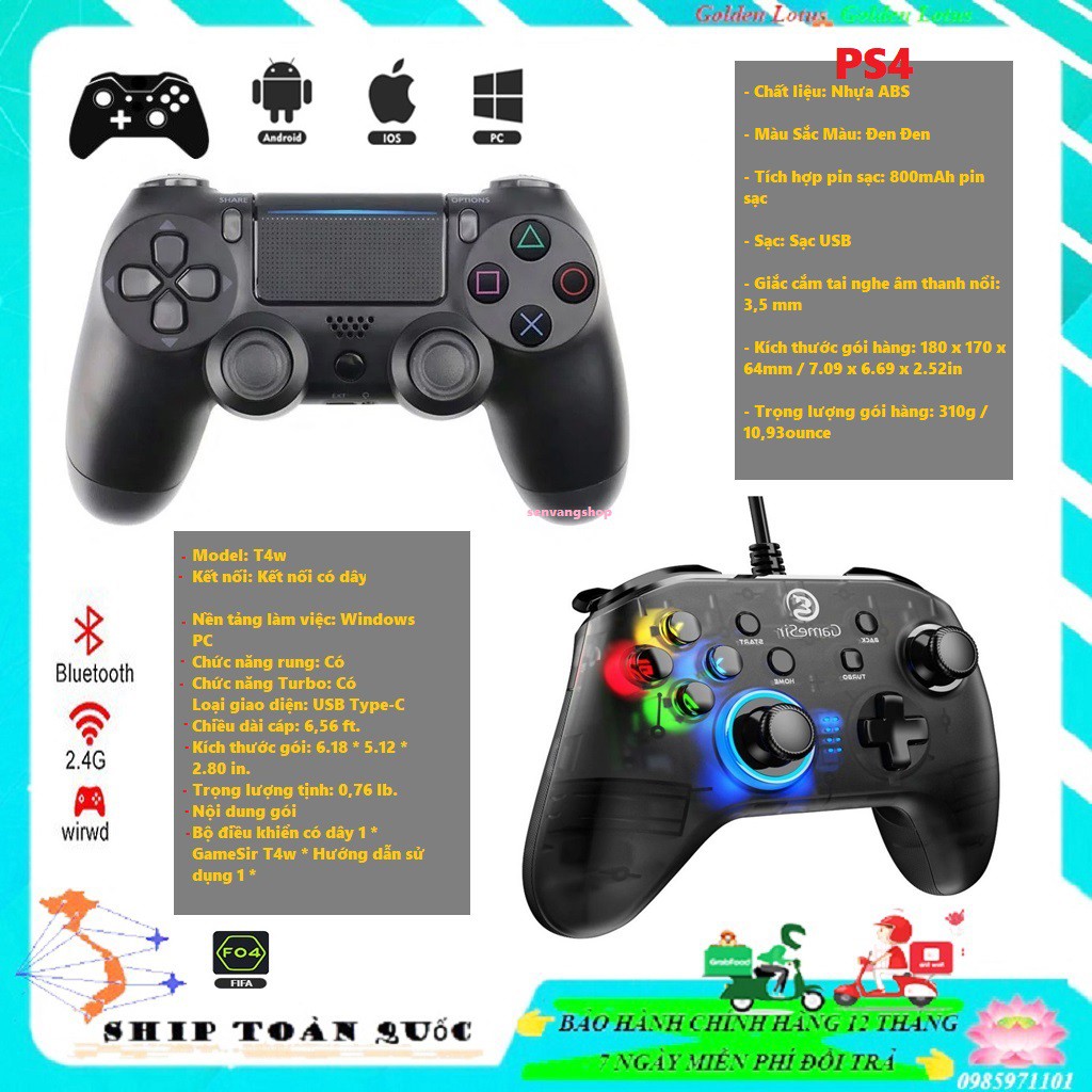  [ Freeship ] Tay Cầm Chơi Gamesir T4W/PS4 - Bộ Điều Khiển Trò Chơi PC, smartphone, ....