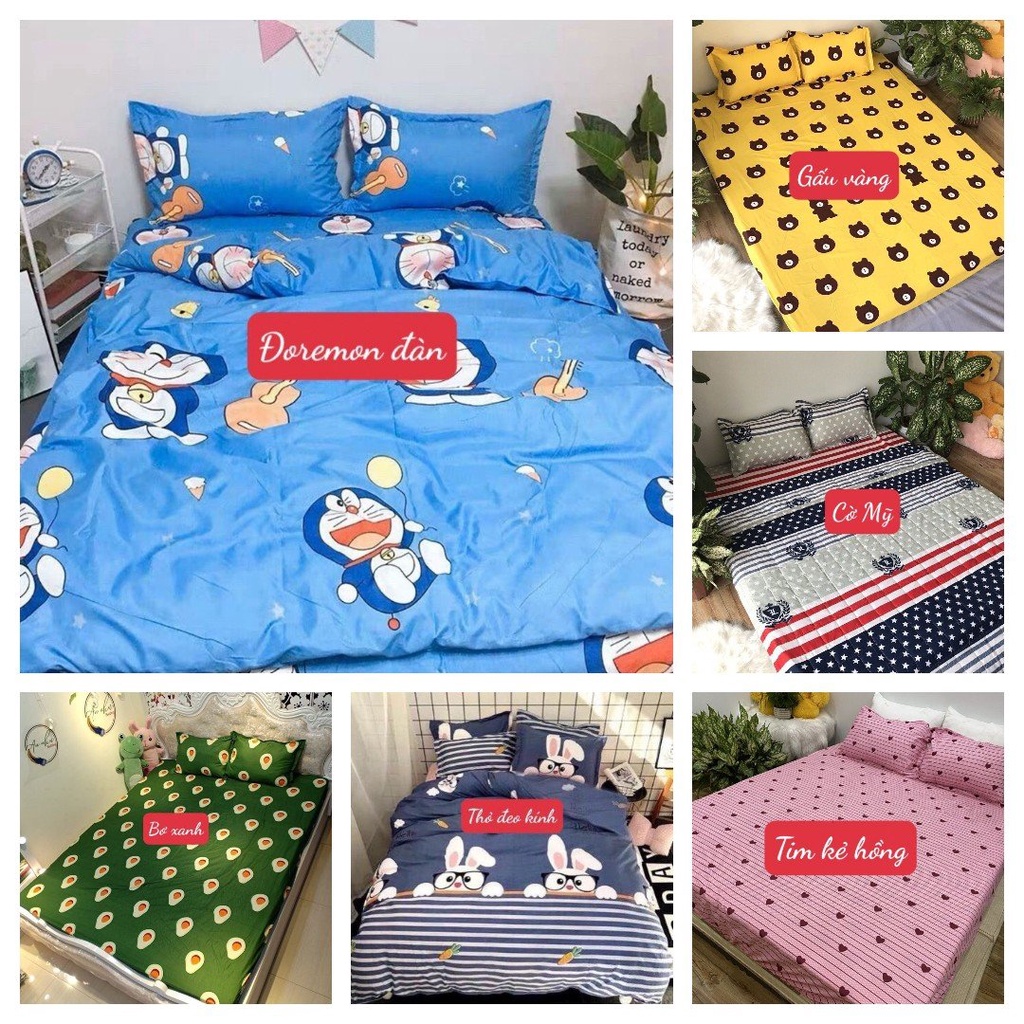 [3 món]Bộ Ga Gối 1m2x1m9 Poly Cotton,Mẫu Mới hot kute,MẪU DOREMON ĐÀN | BigBuy360 - bigbuy360.vn