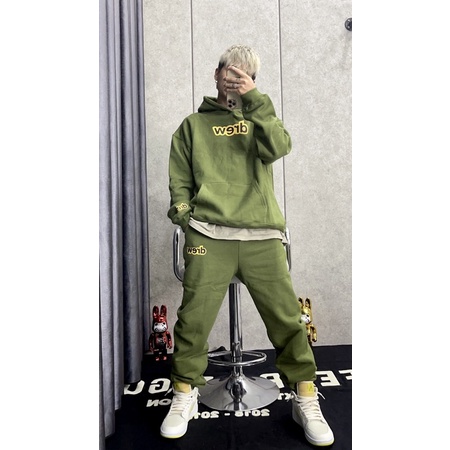 ⚡️[Hight Quality] - Áo Justin Bieber Drew House Mascot Hoodie Pullover Olive cao cấp full tag túi, áo hoodie drew