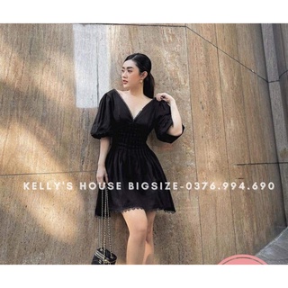 [Hàng Có Sẵn] Bigsize Đầm Xếp Ly Eo Viền Ren (Từ 45kg đến 100kg)