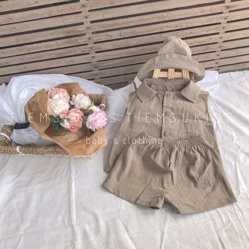 HÀNG THIẾT KẾ - Set bộ kèm mũ năng động cho bé trai Tiệm Su Kids