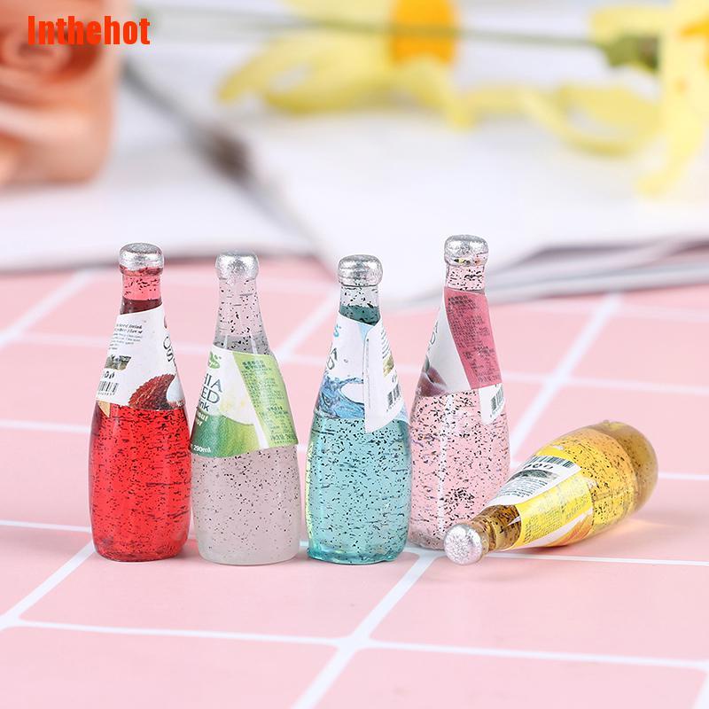 Set 5 mô hình chai nước mini tỉ lệ 1:12 trang trí nhà búp bê