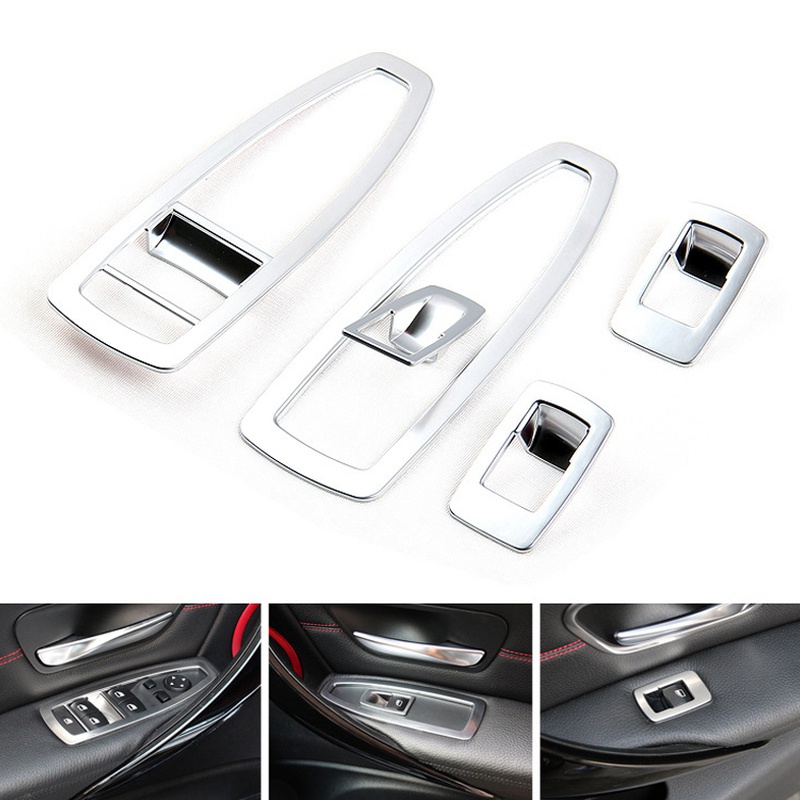 Set 5 Khung Viền Bảng Công Tắc Điều Khiển Cửa Sổ Và Cửa Sổ Bằng ABS Màu Bạc Cho BMW 3 GT X1 X2 1 3 4 Series F48 F20 F3