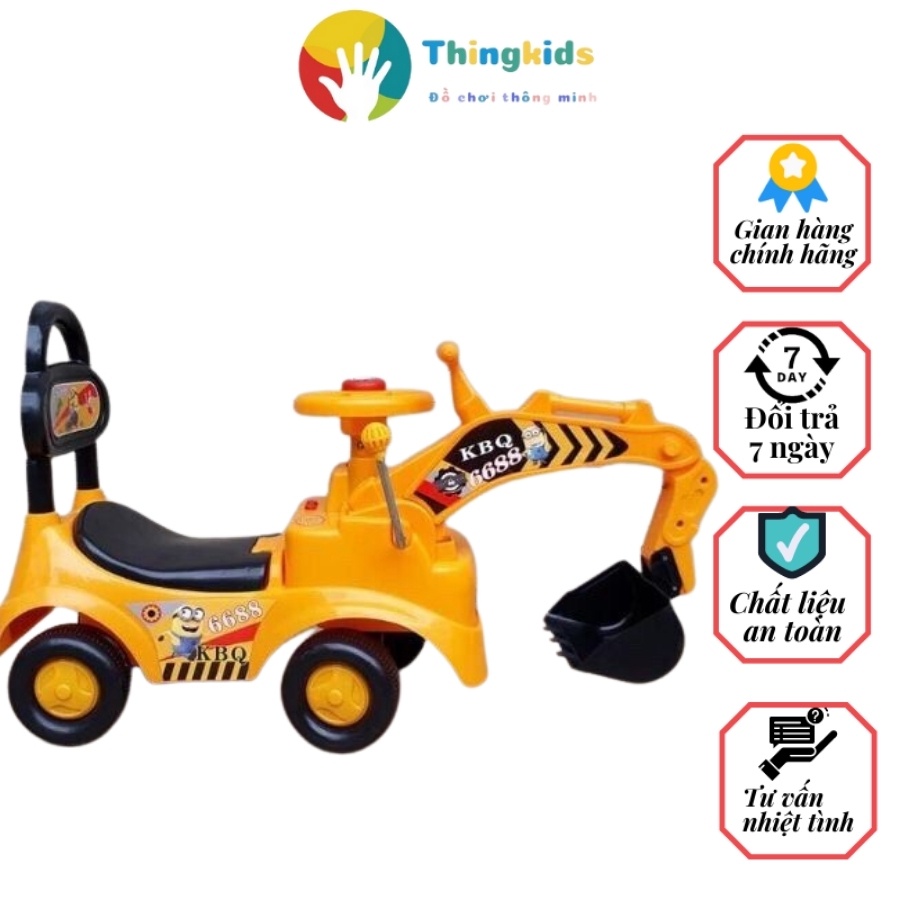 Xe cần cẩu kiêm xe chòi chân cho bé, có đèn có nhạc - Thingkids
