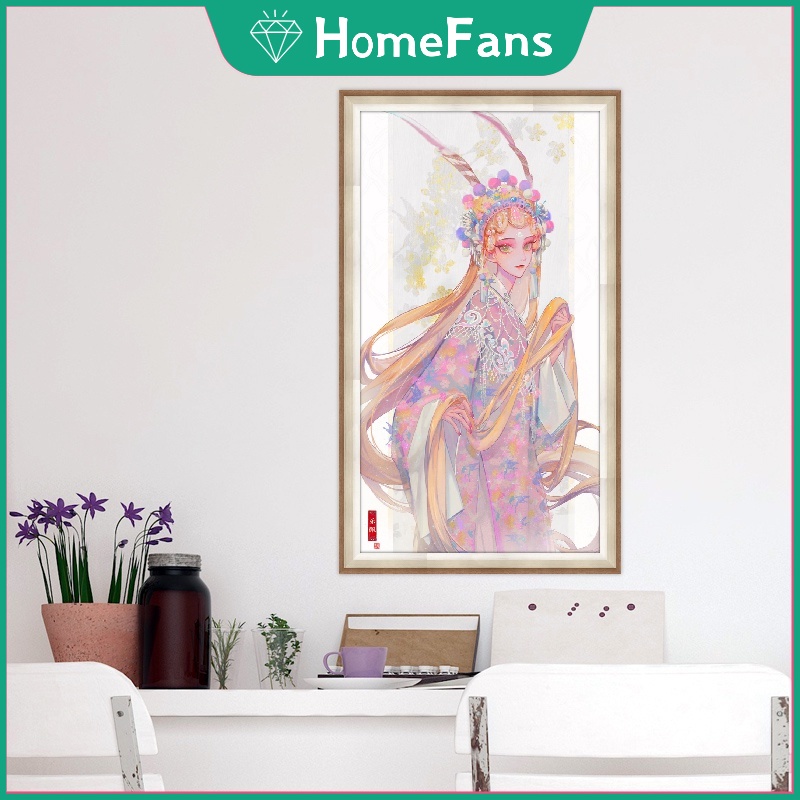 Bộ tranh đính đá 5D tự làm 30x50cm hình công chúa Disney thiết kế treo tường trang trí phòng khách