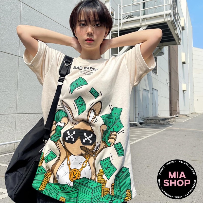Áo thun tay lỡ MIA, Áo phông nữ form rộng dáng Unisex/Ulzzang mặc lẻ cặp nhóm hình RABIT