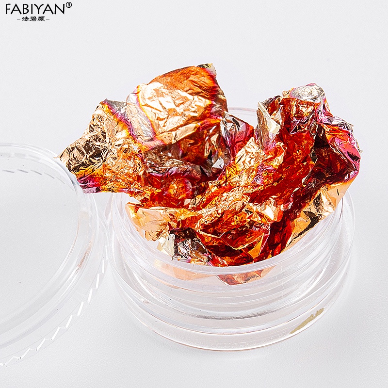 Set 3/12 lọ giấy bạc mỏng FABIYAN lấp lánh 3D kiểu dáng không đồng đều trang trí móng tay nghệ thuật DIY