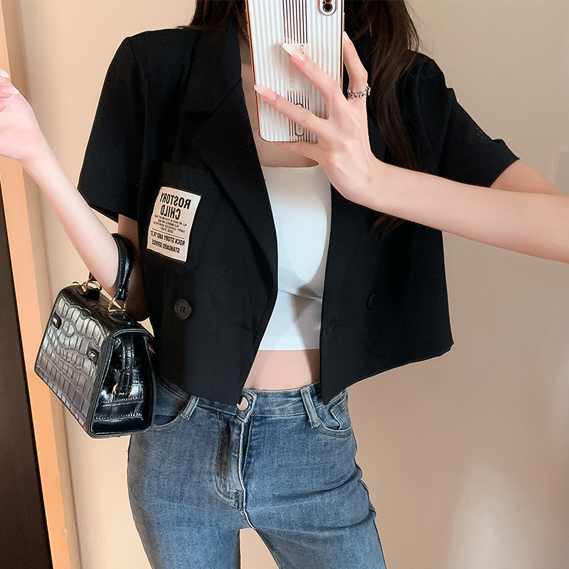 Áo Khoác Blazer Tay Ngắn Phong Cách Hàn Quốc Thanh Lịch