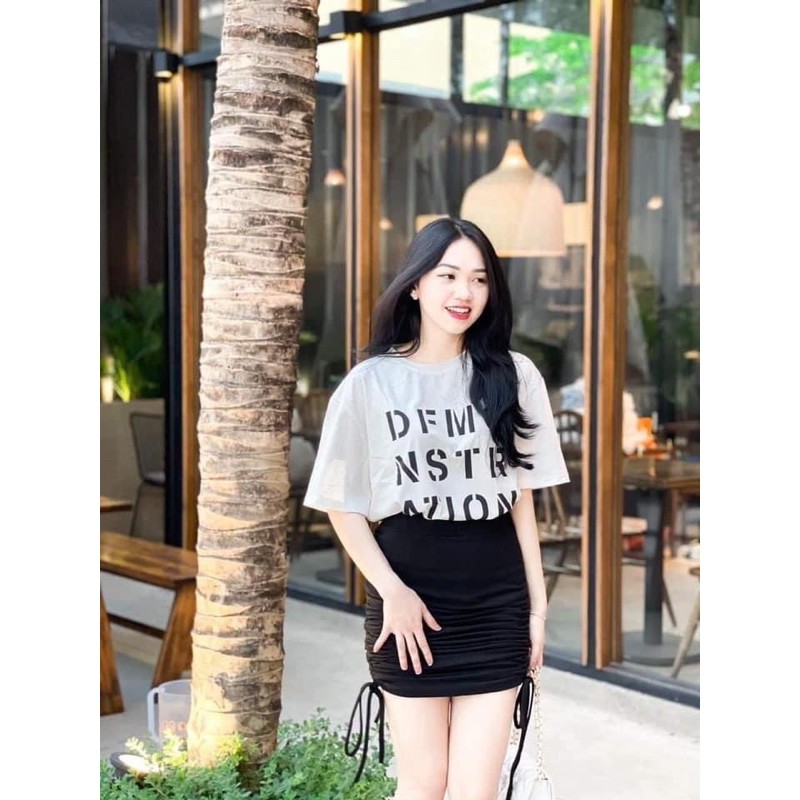 Set Chân Váy Rút Kèm Áo Phông Năng Động Cá Tính Hàng Taobao có Sẵn