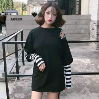 Áo tay dài phối sọc