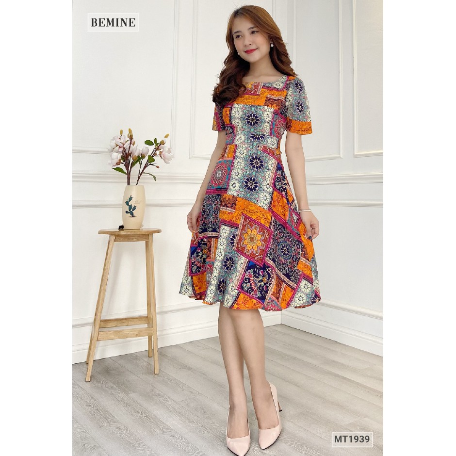 [Mã WABRWA15 giảm 15% đơn 300K] Đầm voan họa tiết độc đáo BEMINE MT1939CAM