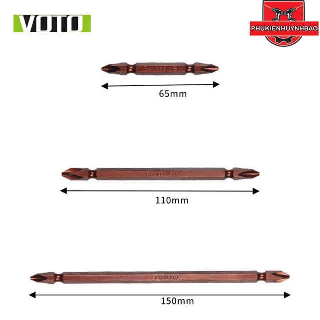  Mũi Vít 4 Cạnh 65mm 110mm 150mm 200m- Mũi Bake Vít 2 Đầu Có Nam Châm - Mũi Vít Đồng Đen