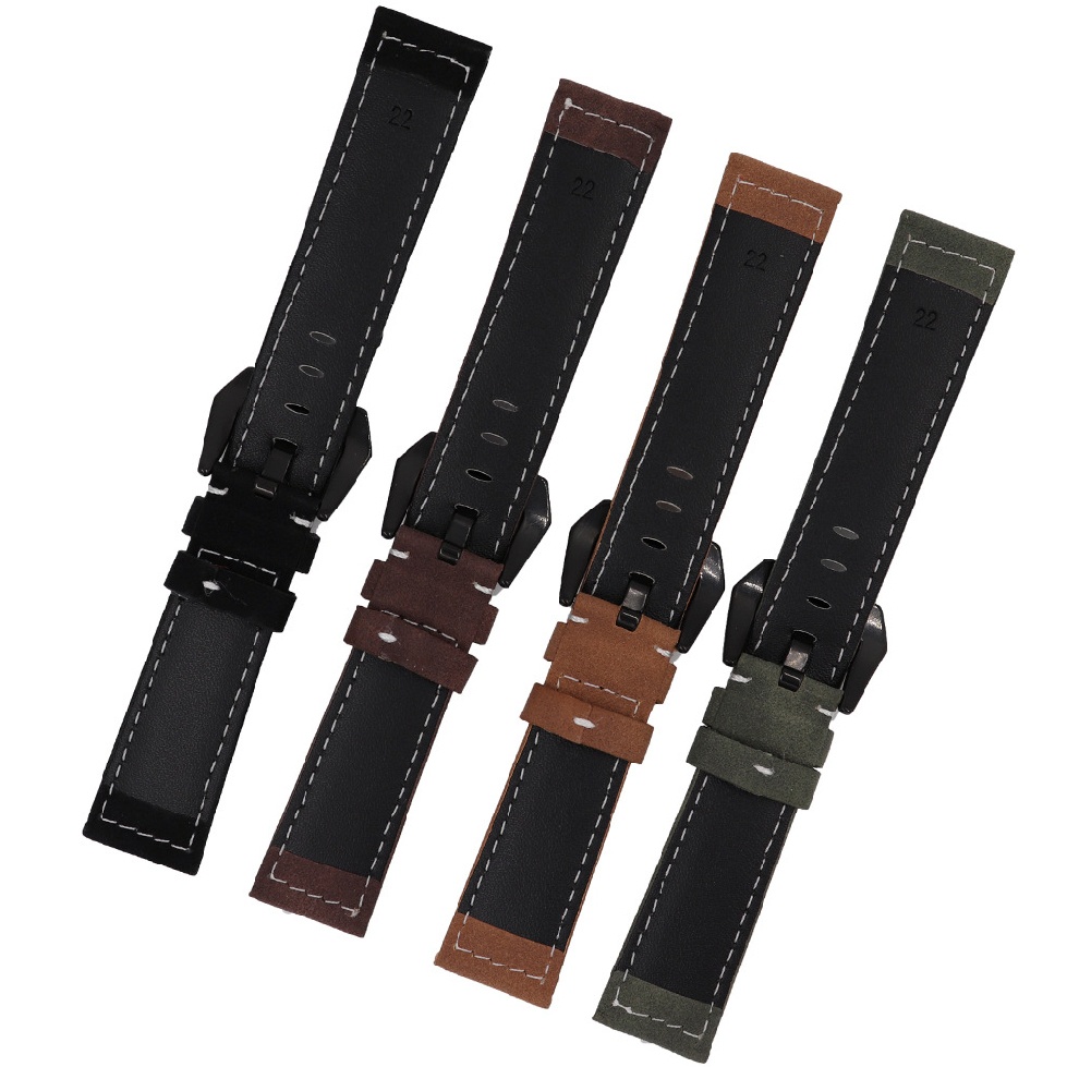 Universal Retro Genuine Leather Wristwatch Band Strap Black Buckle 18/20/22/24mm