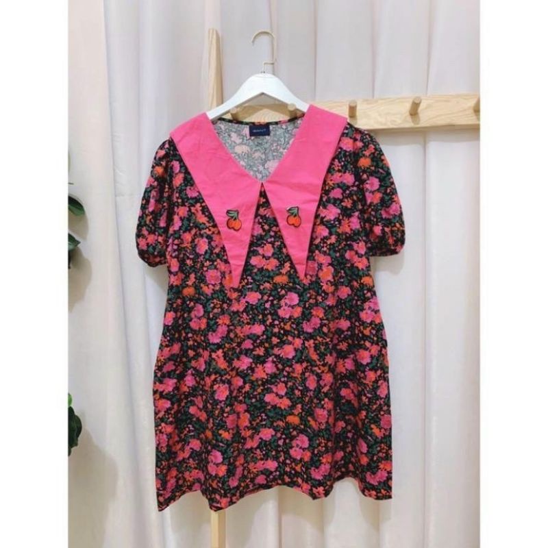 Đầm hoa cổ thêu bigsize 55 đến 90 ký (Hình thật)