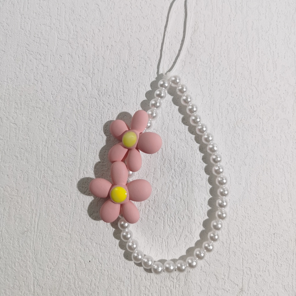 Dây Đeo Điện Thoại Bằng Acrylic Mềm Đính Hạt Ngọc Trai Hình Hoa Nhiều Màu Chống Thất Lạc