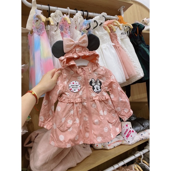 Áo khoác gió minnie hồng bé gái