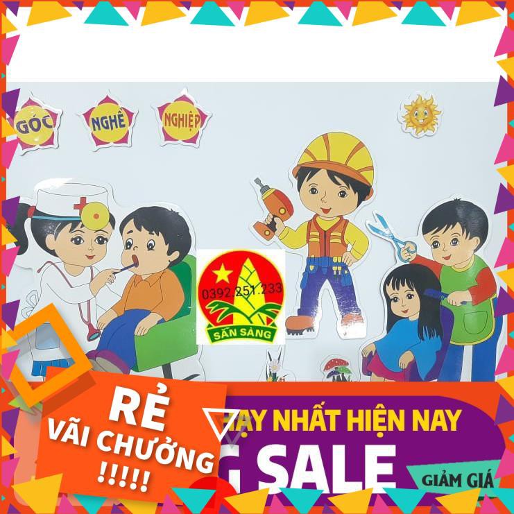 [BÁN CHẠY]  Tranh góc mầm non 9 chủ đề góc xây dựng góc nghề nghiệp nội trợ... [Xốp đẹp + Tặng Keo]