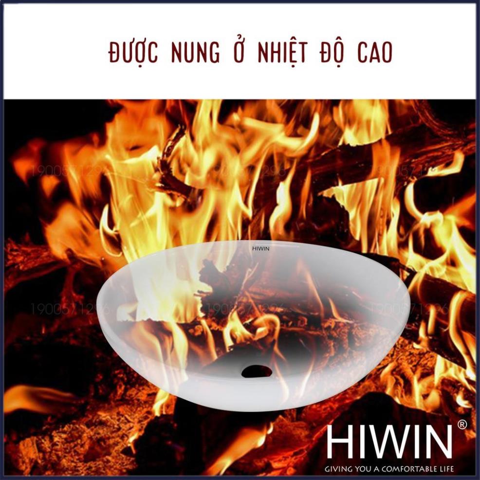 Chậu rửa mặt lavabo sứ cao cấp đặt bàn màu trắng dáng elip độc đáo HIWIN LP-8020