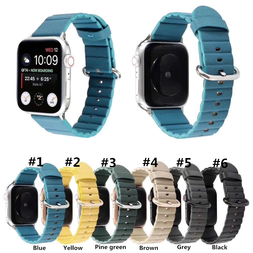 Dây Đeo Bằng Da Thật Kích Thước 44 mm 40mm 38mm 42mm Cho Đồng Hồ Thông Minh Apple Watch Series 6 Se 5 4 3 2 1