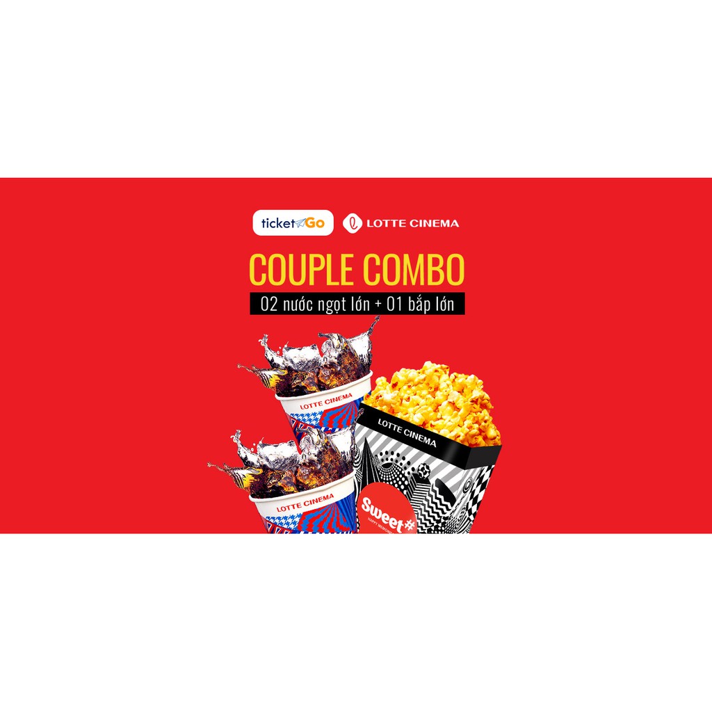 Toàn quốc - [E-voucher] Vé Bỏng Nước Lotte Cinema - Couple Combo