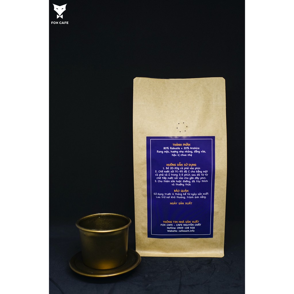 Cà phê Robusta + Arabica 500g FOX CAFE Dòng Cách Tân. Cafe nguyên chất pha phin và pha máy.